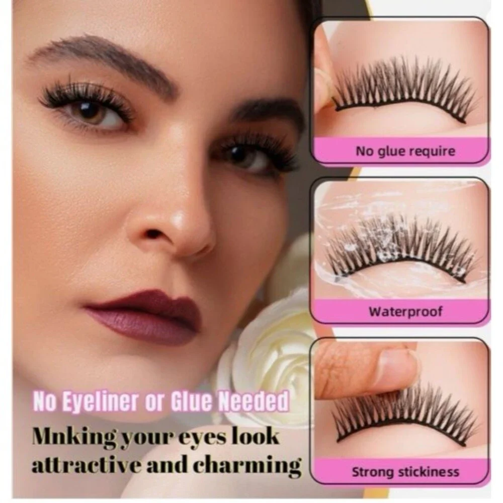 Self Adhesive Eyelashes Lash Clusters 8 Pairs Reusable Black  3 Seconds to Apply